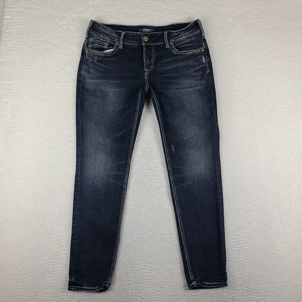 Silver Jeans Womens 33x29 Blue Suki Skinny Dark Wash Denim